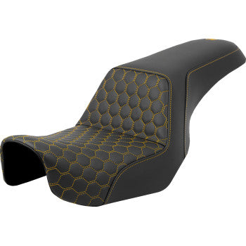 SADDLEMEN Step-Up Seat - Honeycomb - Gold Stitching - Dyna '06-'17 A806-04-177GOL