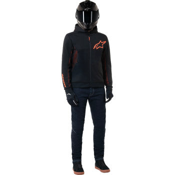 ALPINESTARS Chrome Air Sport Hoodie - Black/Red Fluo - Small 4200425-1030-S