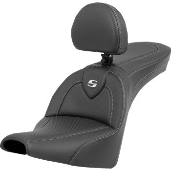 SADDLEMEN Roadsofa™ Carbon Fiber Seat - Carbon Fiber - with Backrest - FXBB/FXST '18-'23 818-30-185BR