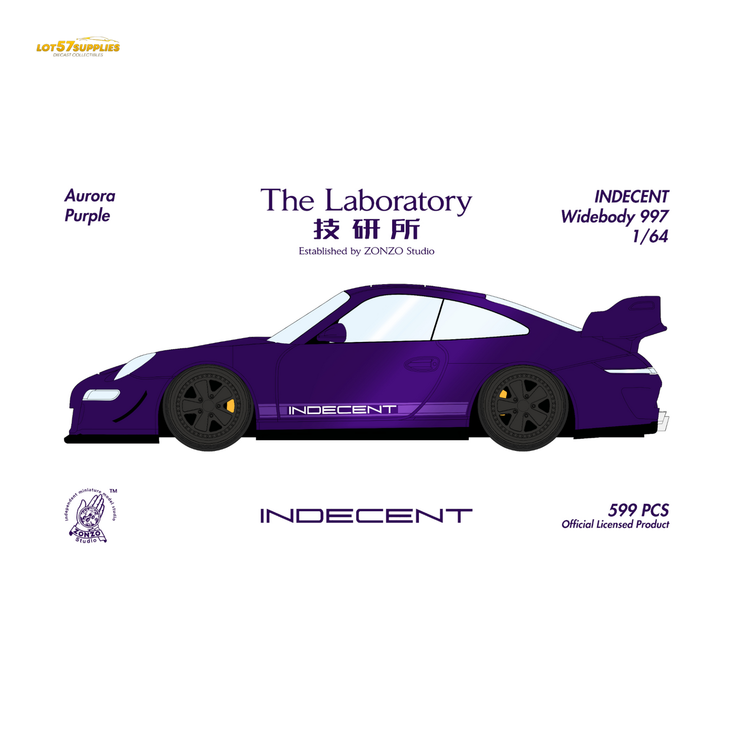(Pre-Order) The Laboratory x ZONZO Porsche 997 Indecent - Aurora Purple 1:64