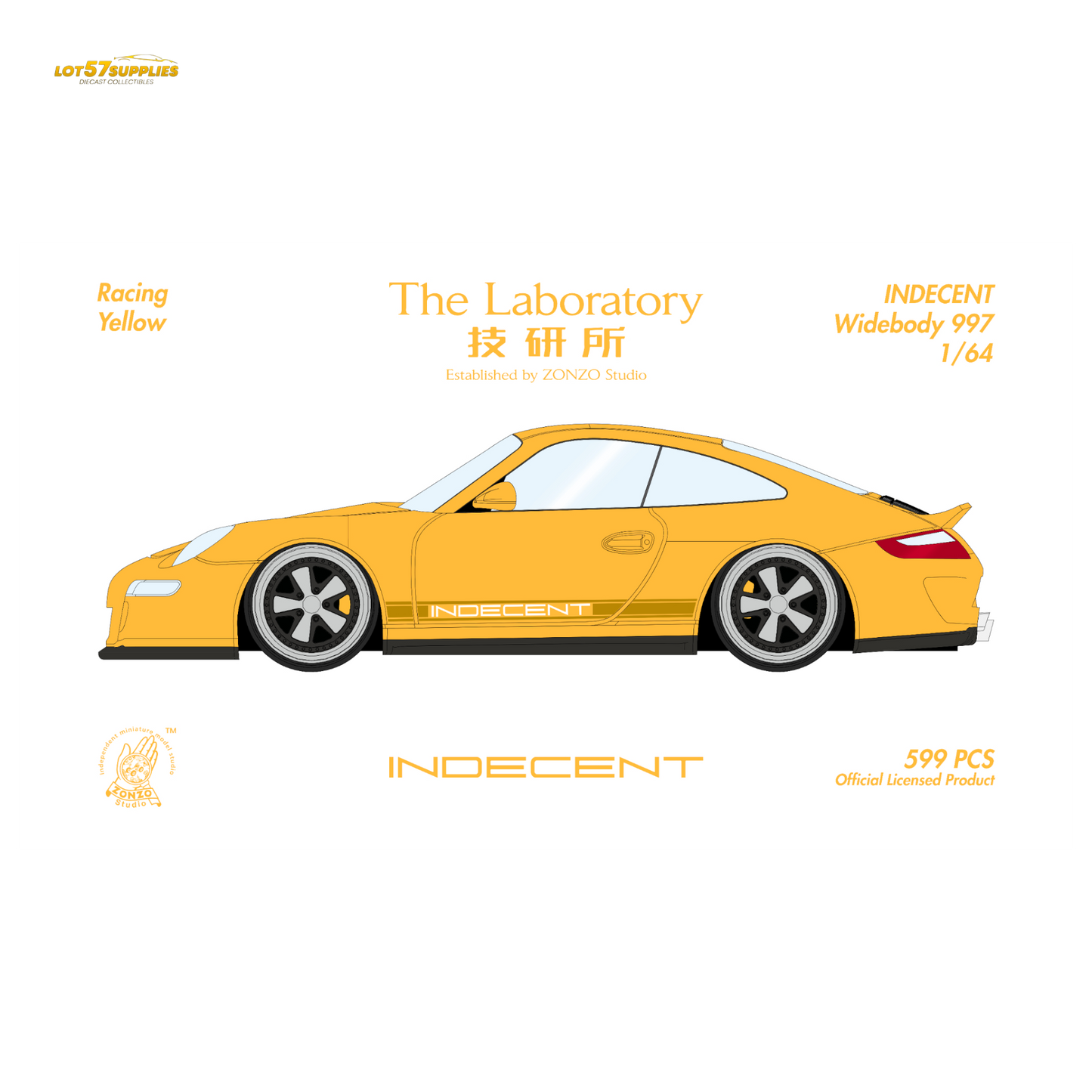 (Pre-Order) The Laboratory x ZONZO Porsche 997 Indecent - Racing Yellow 1:64