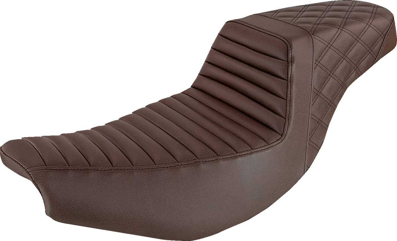 SADDLEMEN Step Up Seat - Front Tuck-n'-Roll/Rear Lattice - Brown - Indian I14-07-176BR
