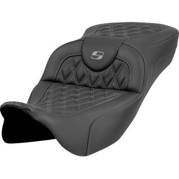 SADDLEMEN Roadsofa™ Extended Reach Seat - Lattice Stitch - Gray Stitch - without Backrest - FL '08-'23 808-07B-18402