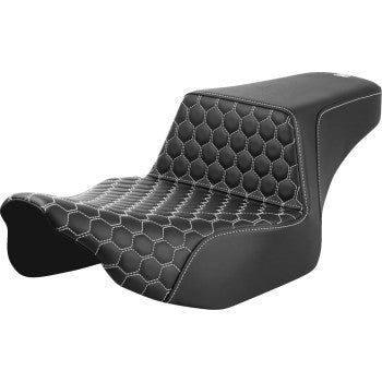 SADDLEMEN Step-Up Seat - Extended Reach - Front Honeycomb - White Stitch - FL '23-'24 823-07-17806