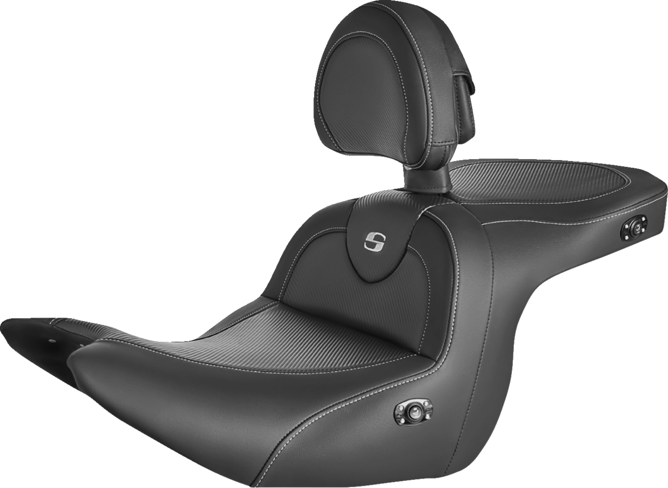 SADDLEMEN Roadsofa Carbon Fiber Heated Seat - Black - with Backrest - GL1800 '18-'23 H18-07-185BRHCT