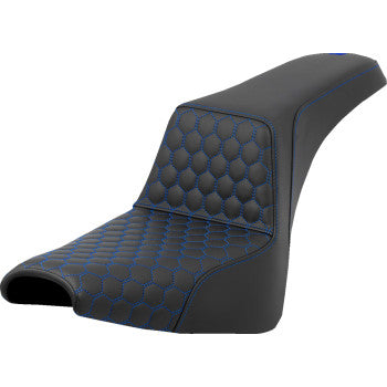 SADDLEMEN Step-Up Seat - Honeycomb - Blue Stitching - FXBB/FXST '18-'24 A818-30-177BLU