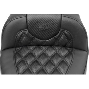 SADDLEMEN Roadsofa™ Extended Reach Seat - without Backrest - Carbon Fiber - Lattice Stitch - FLTR/FLHX '23-'24 823-07-20700
