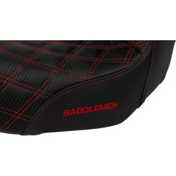 SADDLEMEN Pro Series SDC Performance Seat - Carbon Fiber/Lumbar Gripper - Red Stitch - Dyna '06-'17 SC80604RED