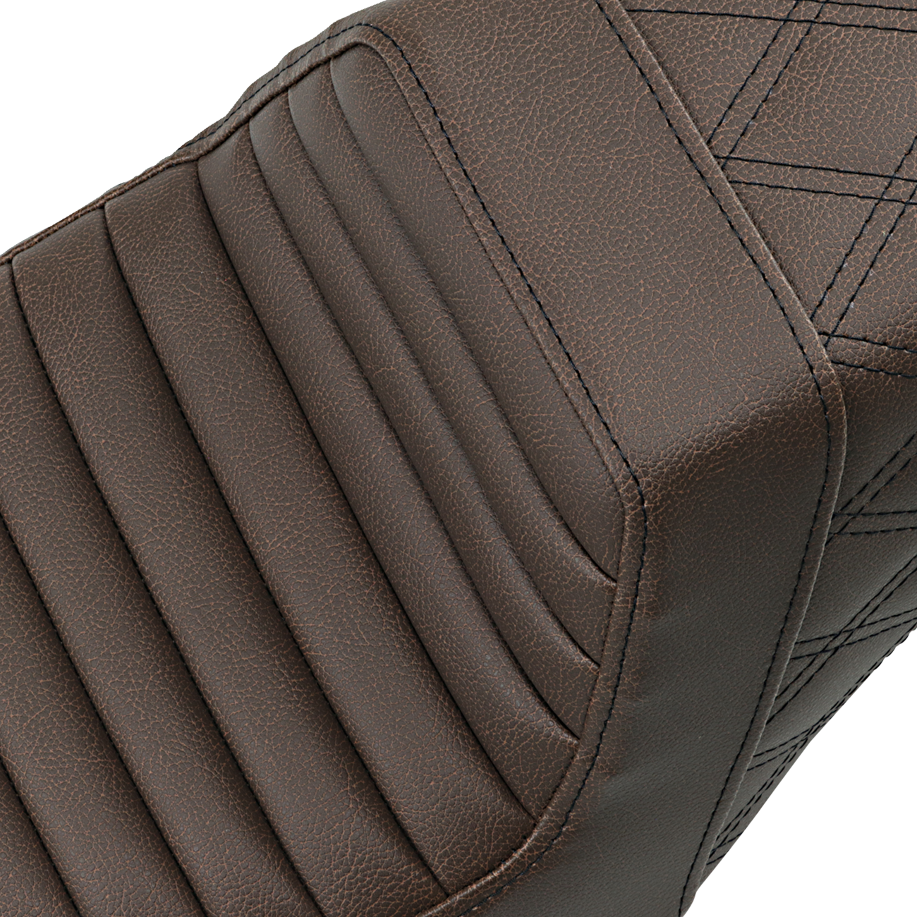 SADDLEMEN Step-Up Seat - Front Tuck-n-Roll/Rear Lattice Stitch - Brown 807-11-176BR