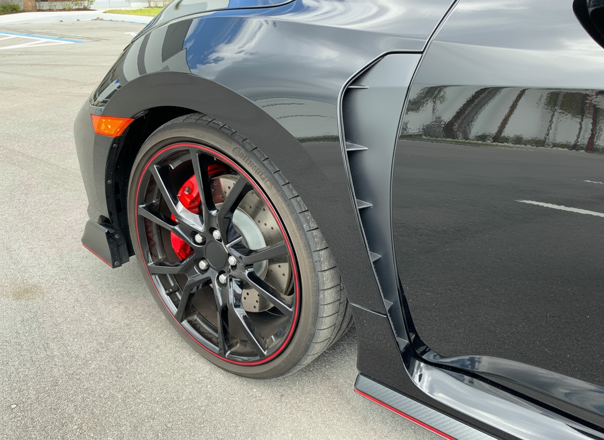 HD3 19x8 5x114.3 +35 64.1 Gloss Black Red Tip