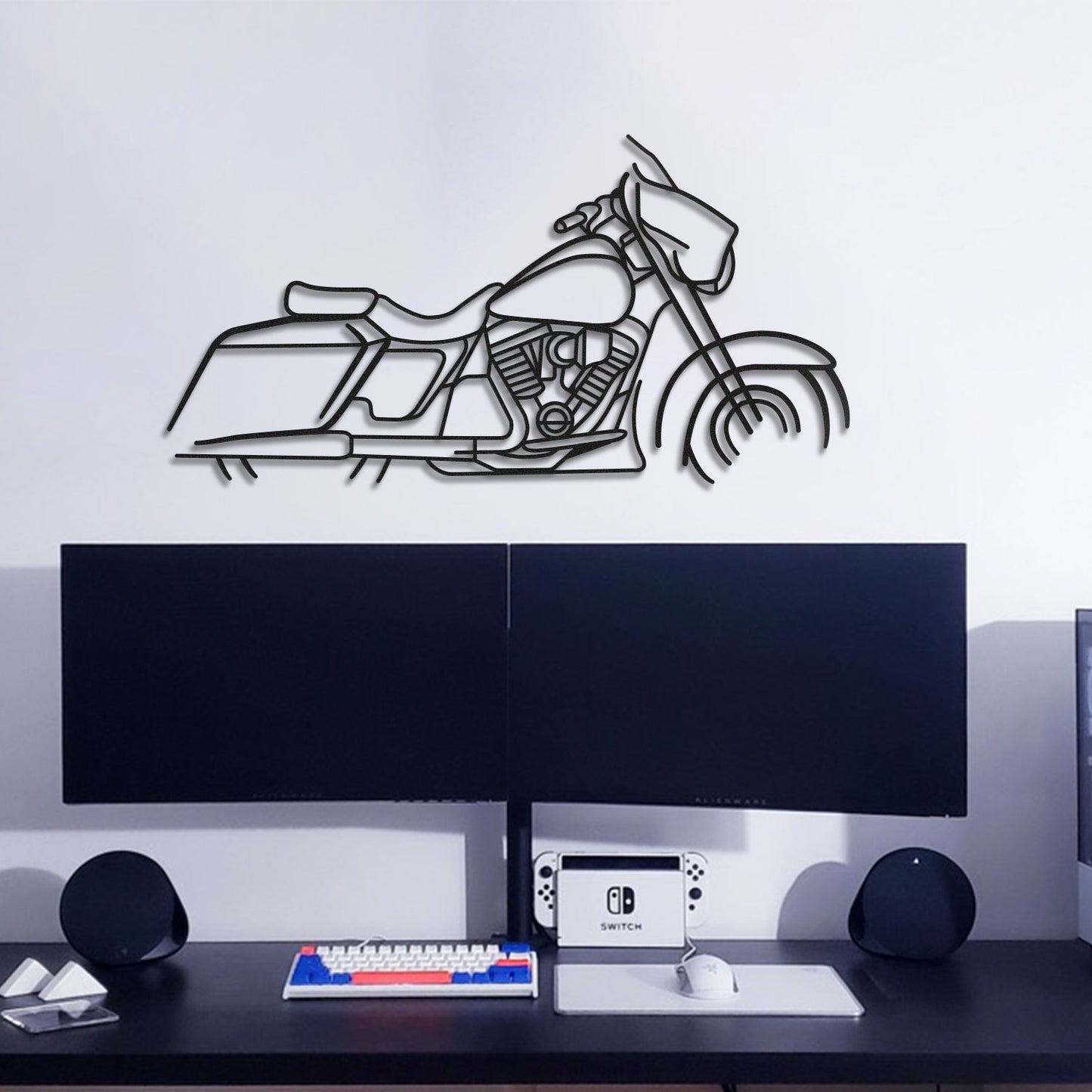 Harley Davidson Street Glide Metal Motorcycle Silhouette Wall Art - MT1094