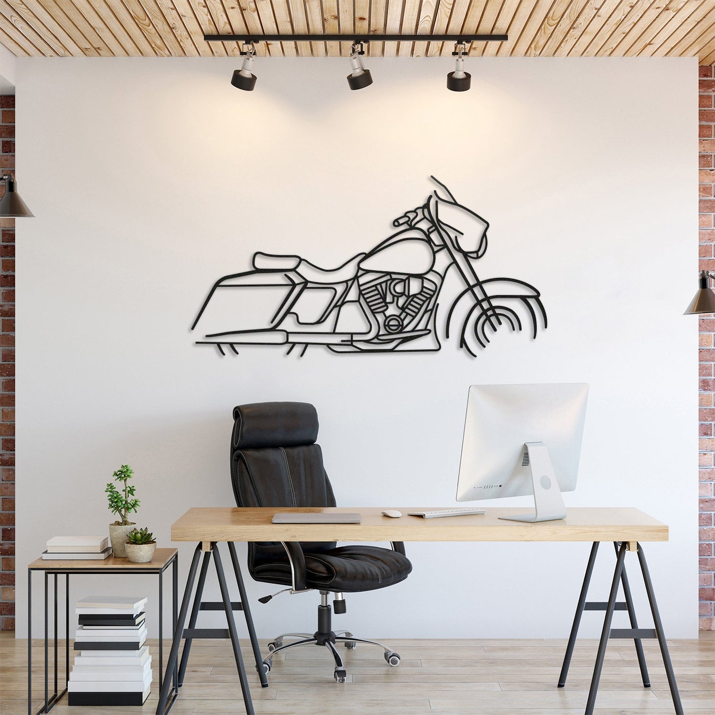 Harley Davidson Street Glide Metal Motorcycle Silhouette Wall Art - MT1094