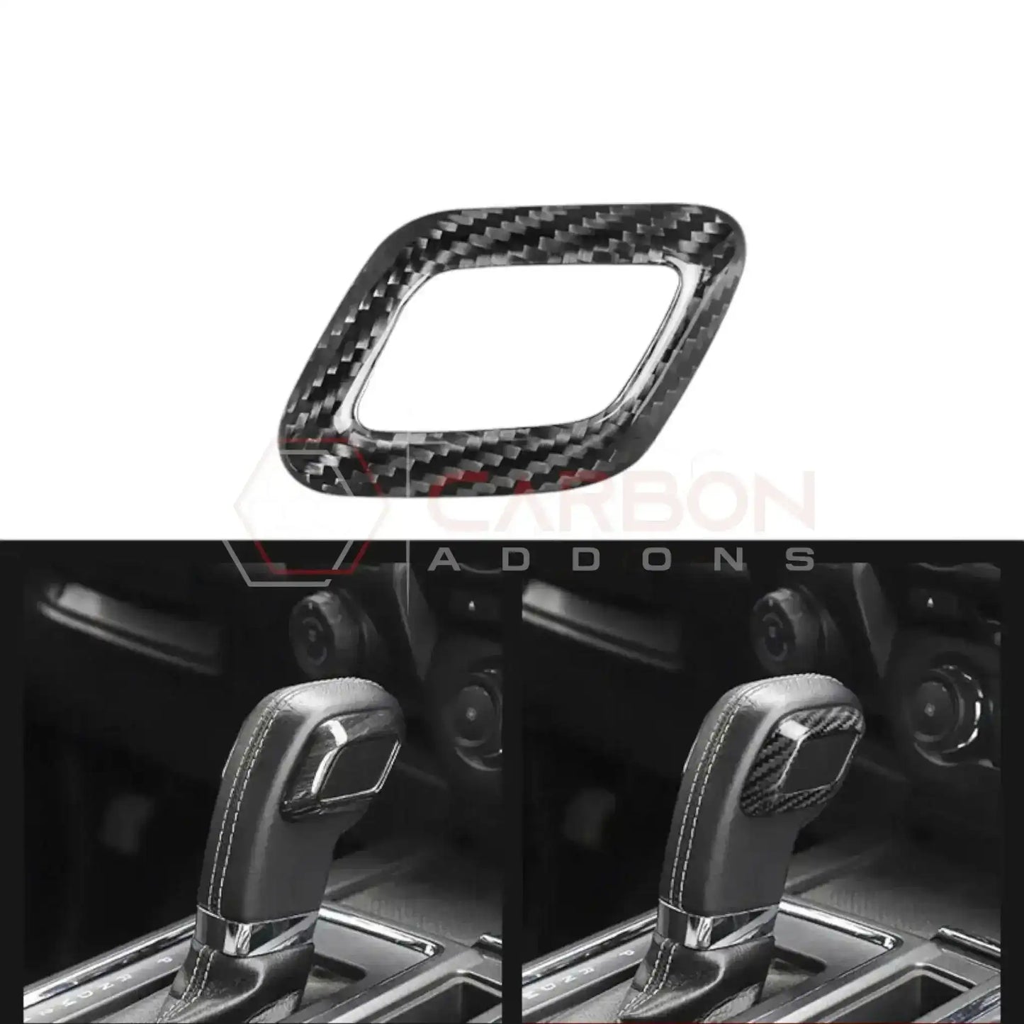 Shift Knob Chrome Trim Delete Carbon Fiber Cover For F150 2015-2020