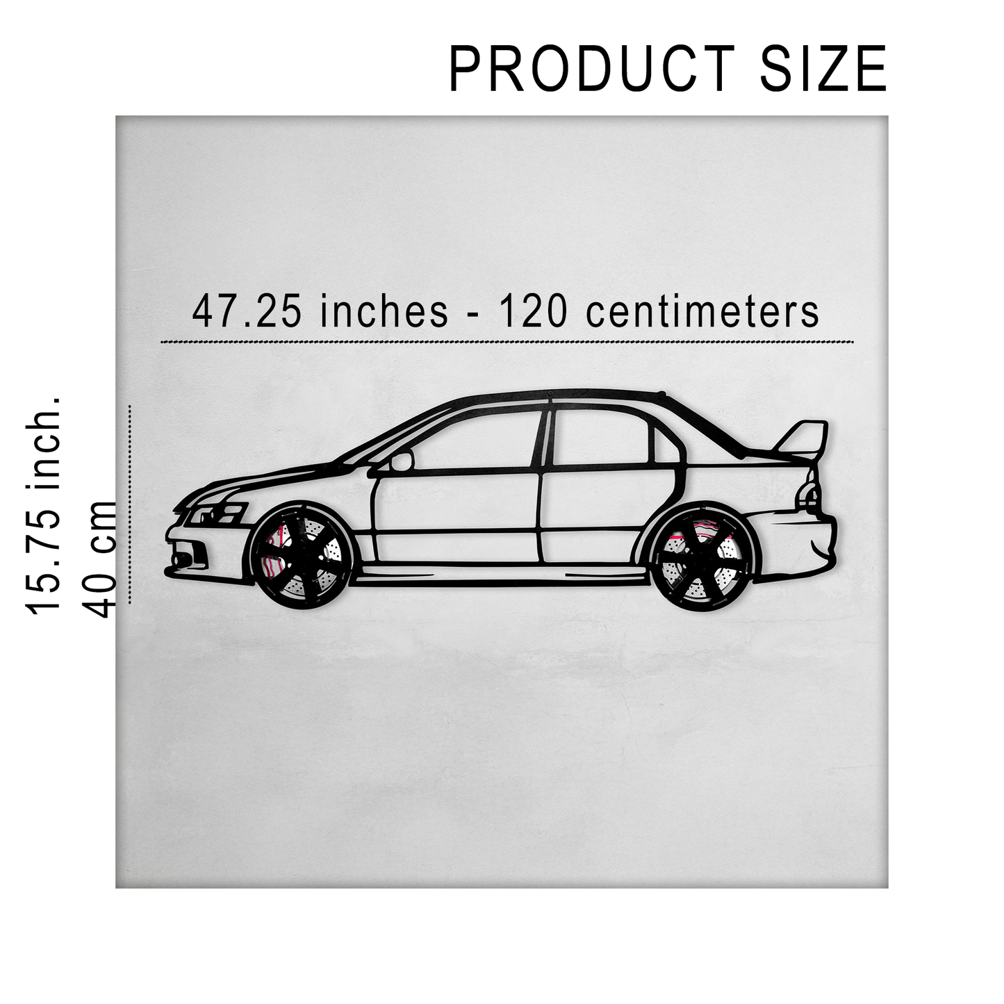 2006 Lancer Evo Metal Wall Art β JDM Steel with Spinning Wheels-KAFMEKA003