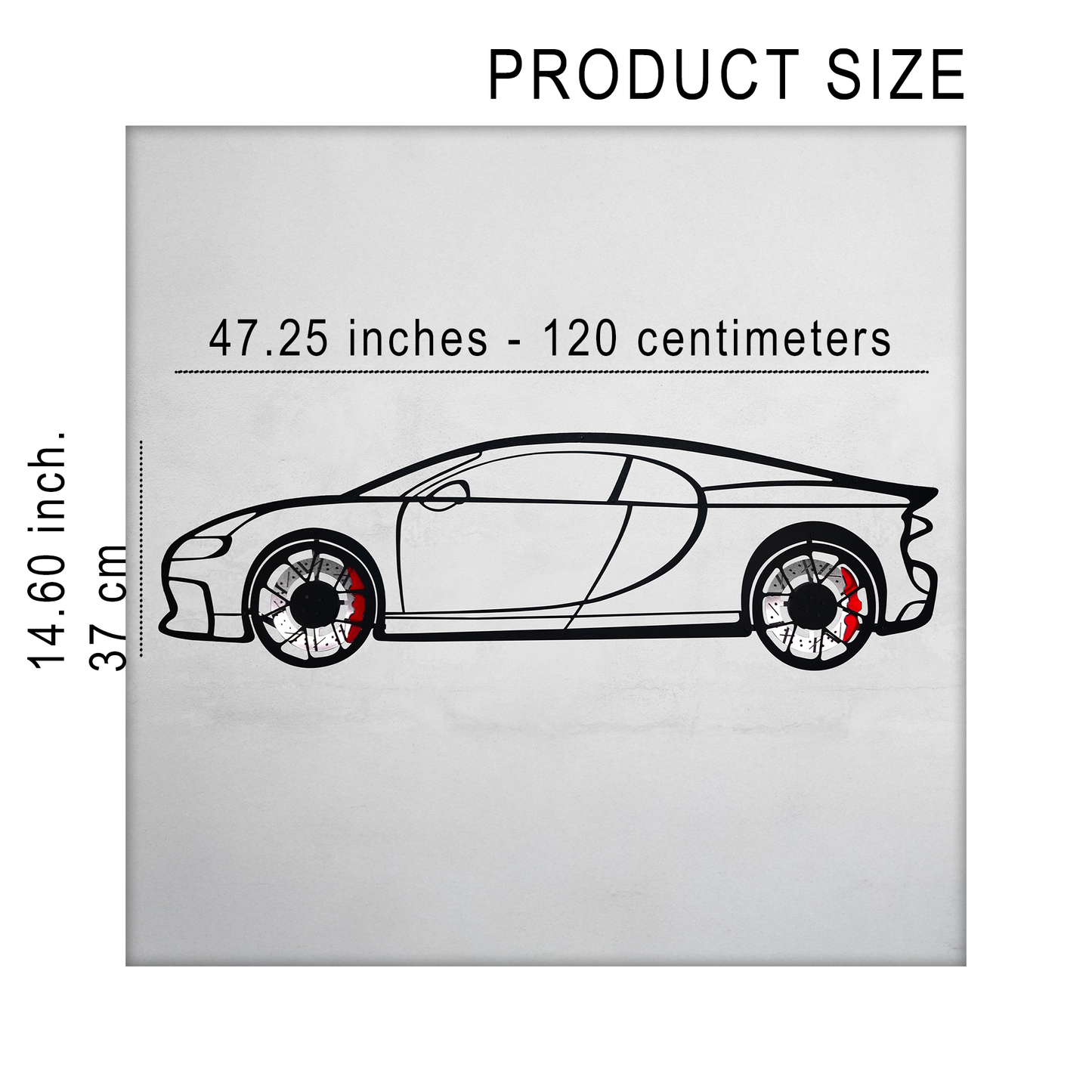 Bugatti Wall Art β Luxury Steel Silhouette with Spinning Wheels-KAFMEKA018