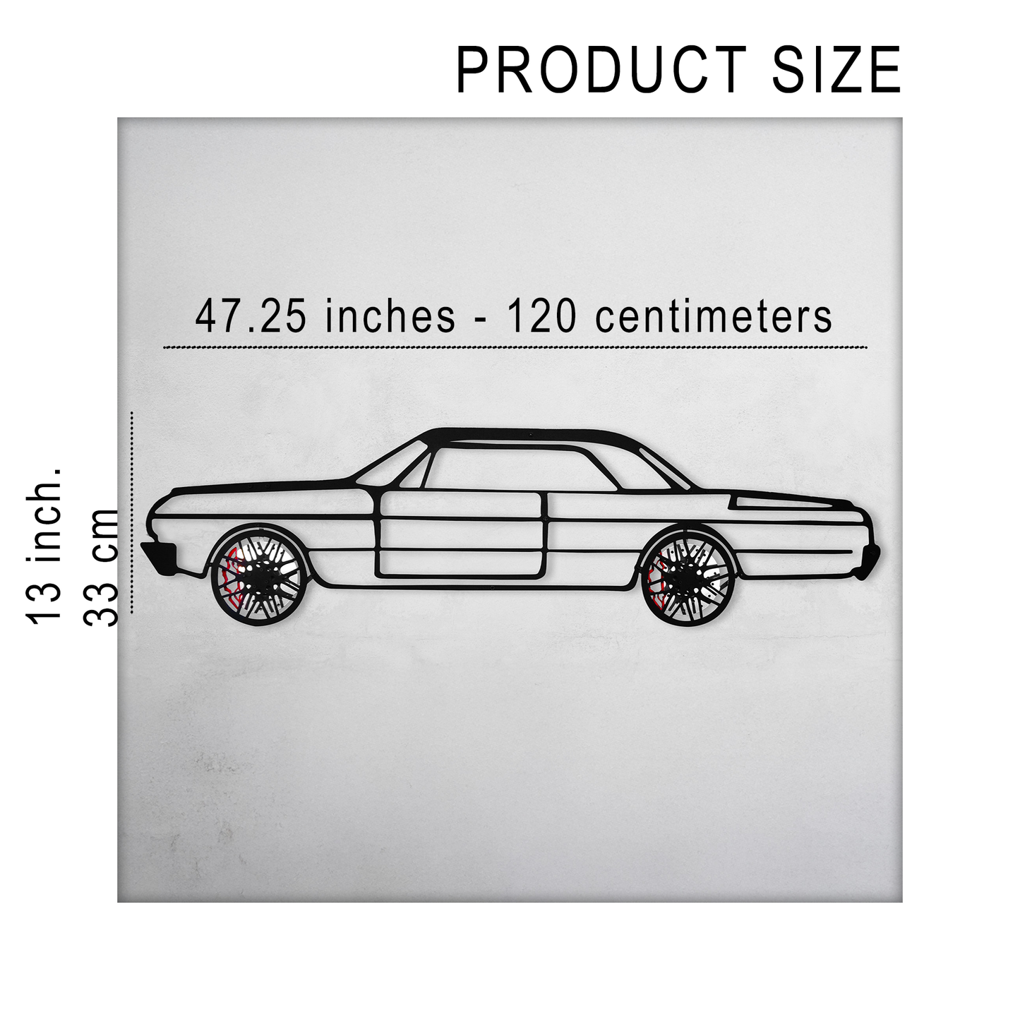 Chevrolet Impala Wall Art โ Classic Steel Silhouette with Spinning Wheels-KAFMEKA019