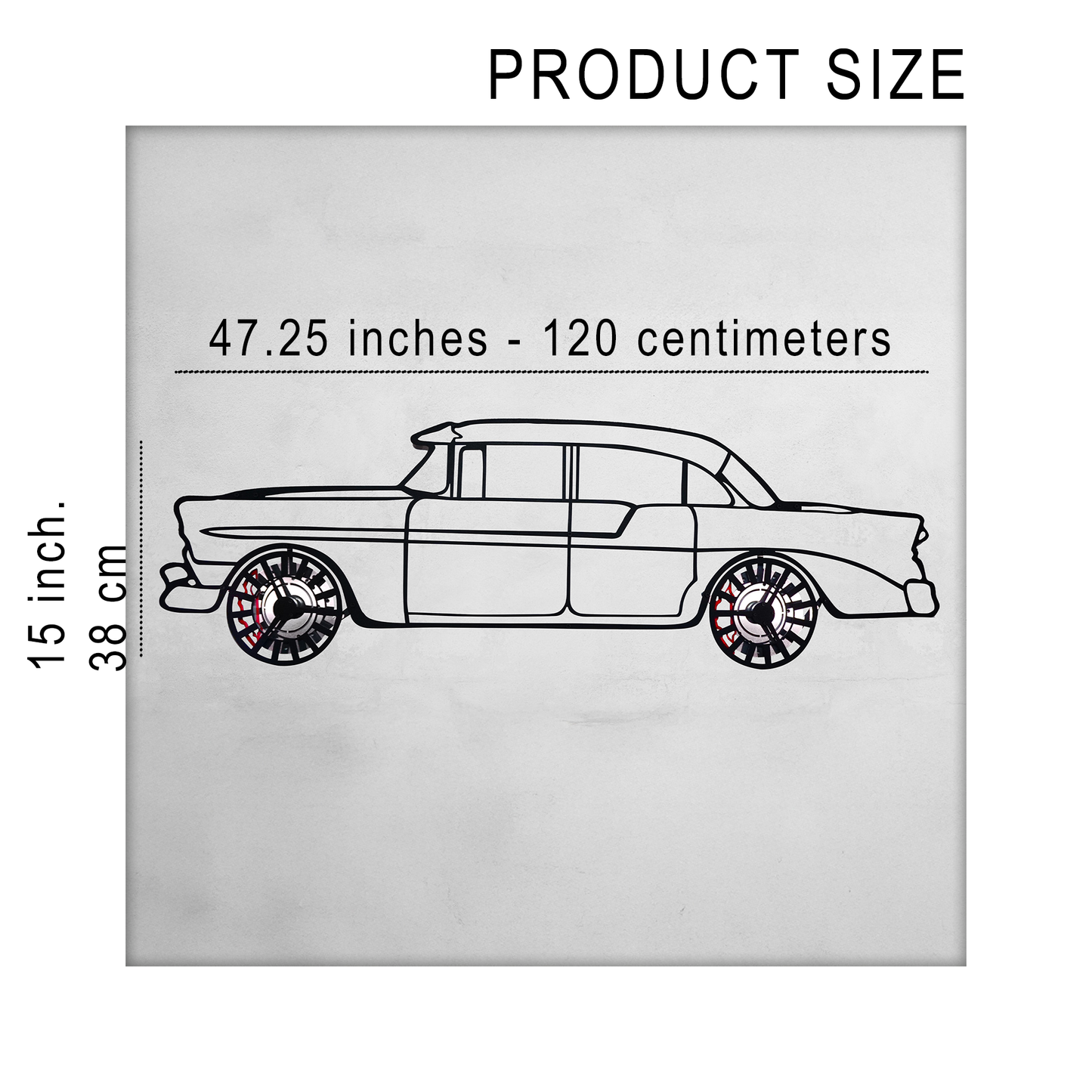 1956 Chevrolet Bel Air Wall Art β Classic Steel Silhouette with Spinning Wheels-KAFMEKA020