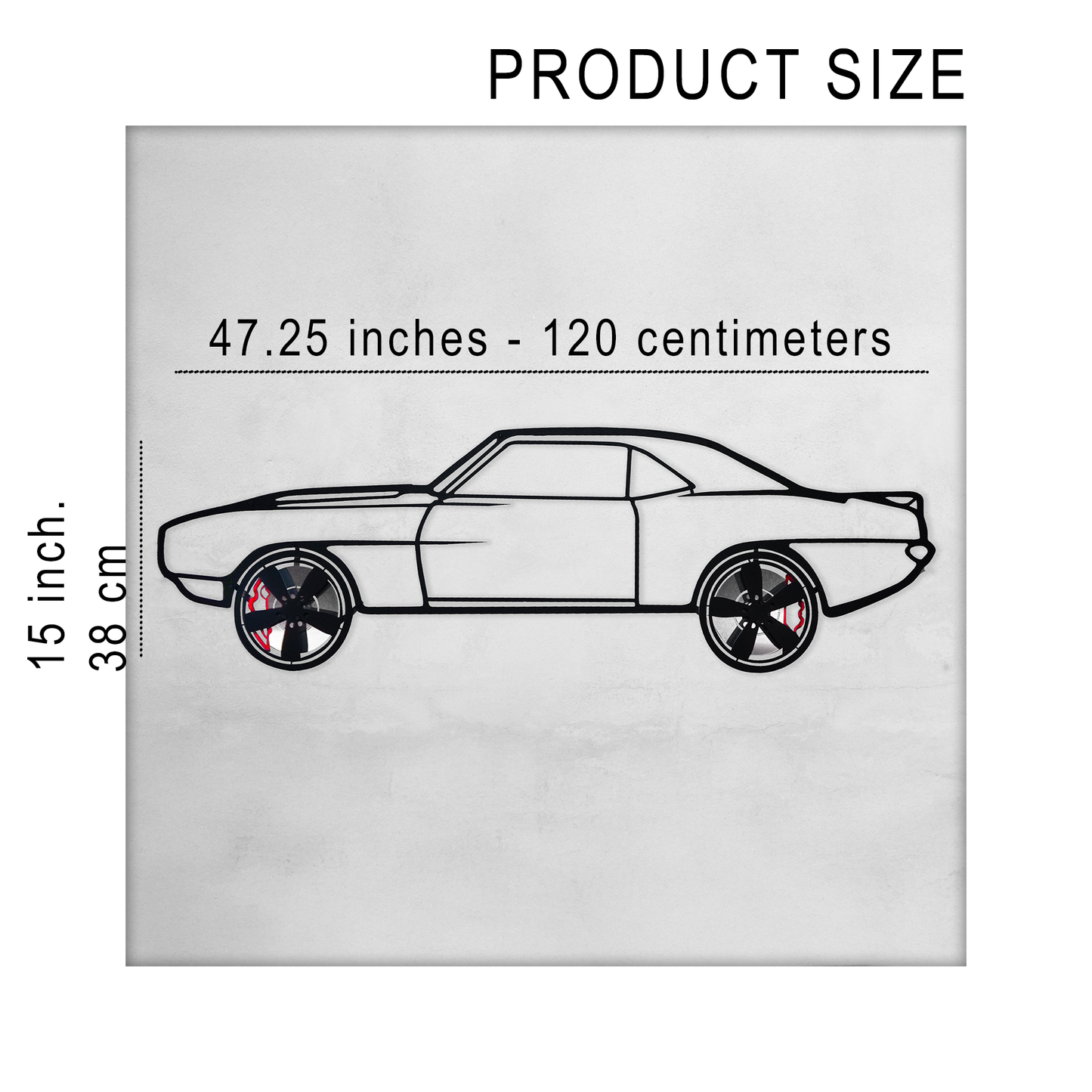 1969 Chevrolet Camaro Wall Art β Classic Steel Silhouette with Spinning Wheels-KAFMEKA021