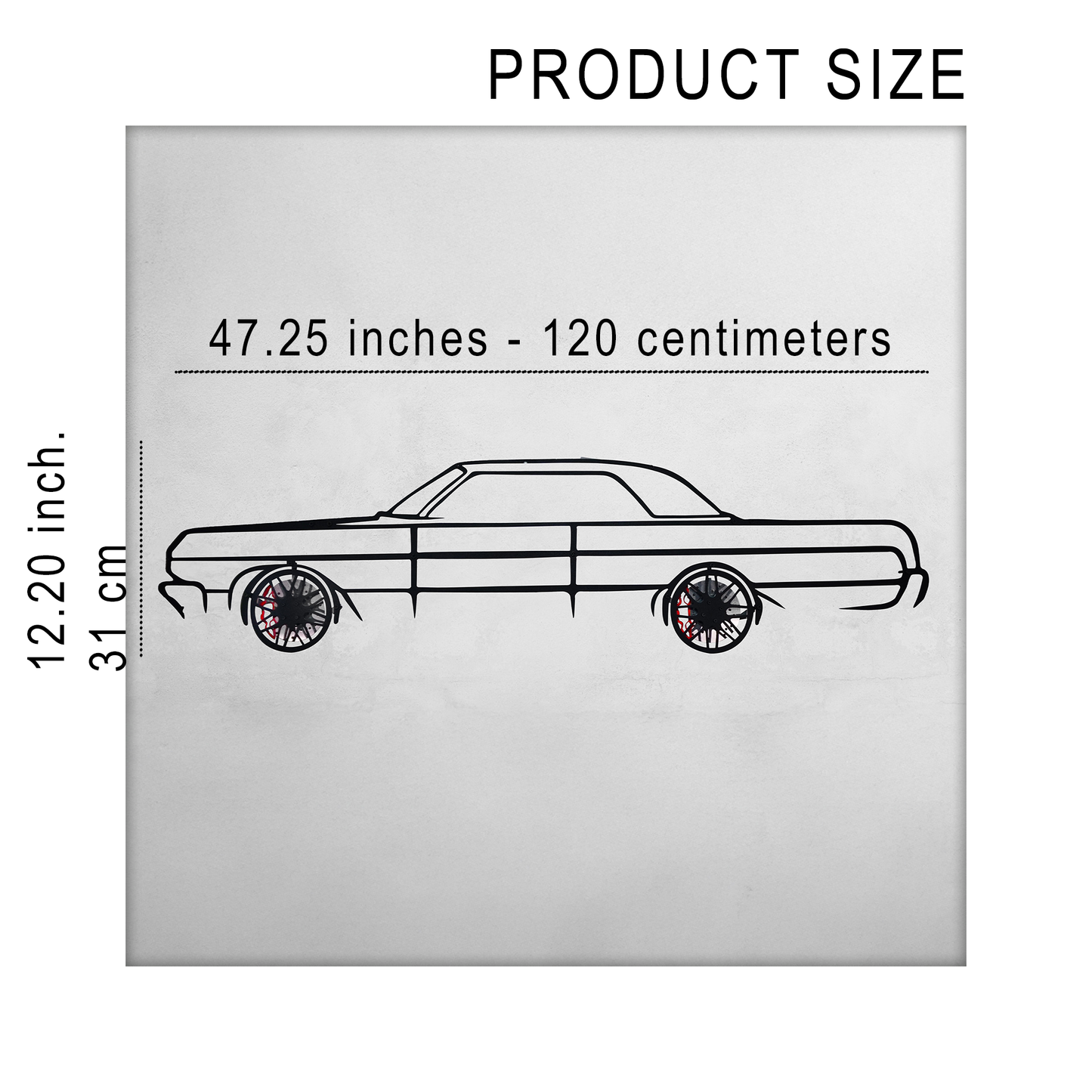 1964 Chevrolet Impala Wall Art β Classic Steel Silhouette with Spinning Wheels-KAFMEKA022