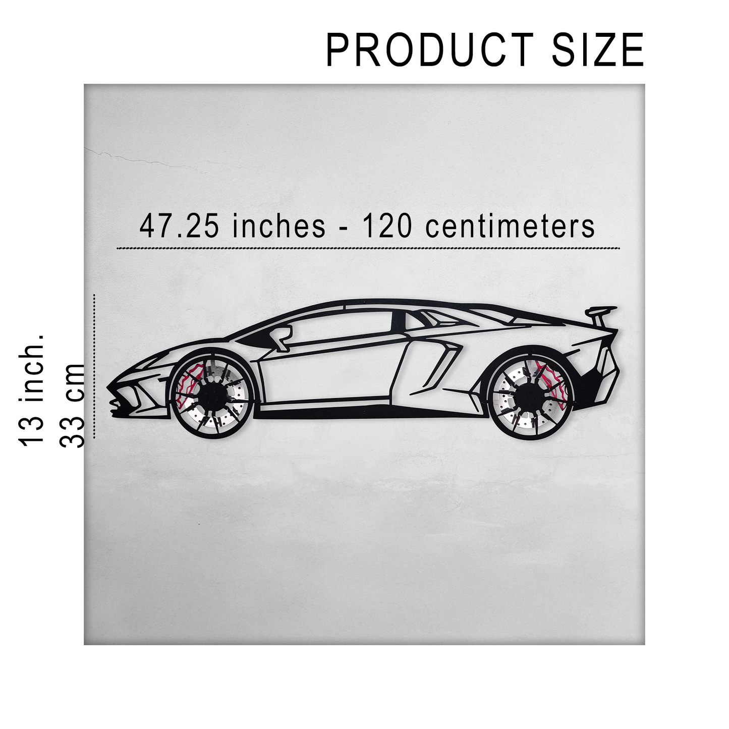 Lamborghini Wall Art β Exotic Supercar Steel Silhouette with Spinning Wheels-KAFMEKA030