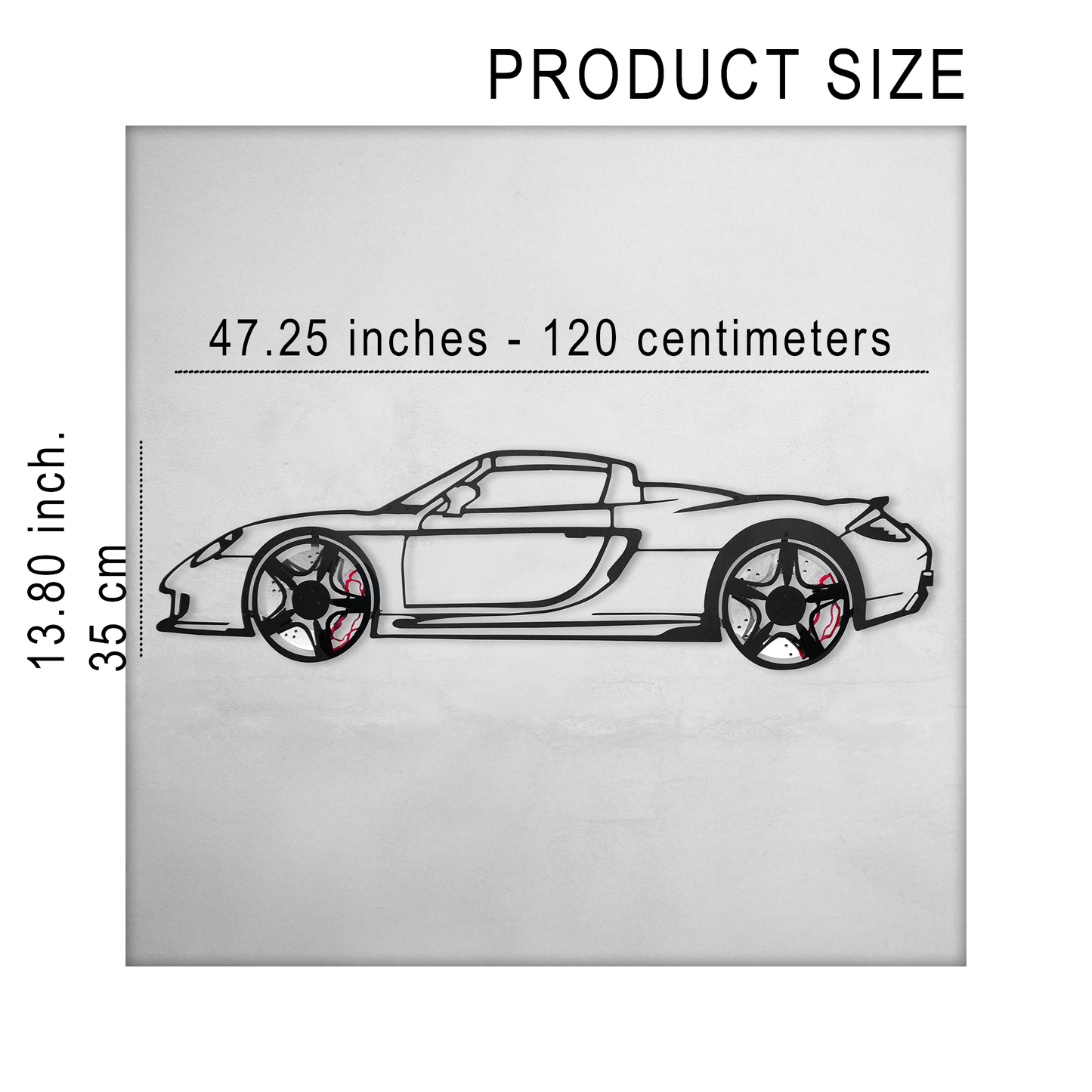 Porsche Carrera GT Wall Art β Supercar Steel Silhouette with Spinning Wheels-KAFMEKA039