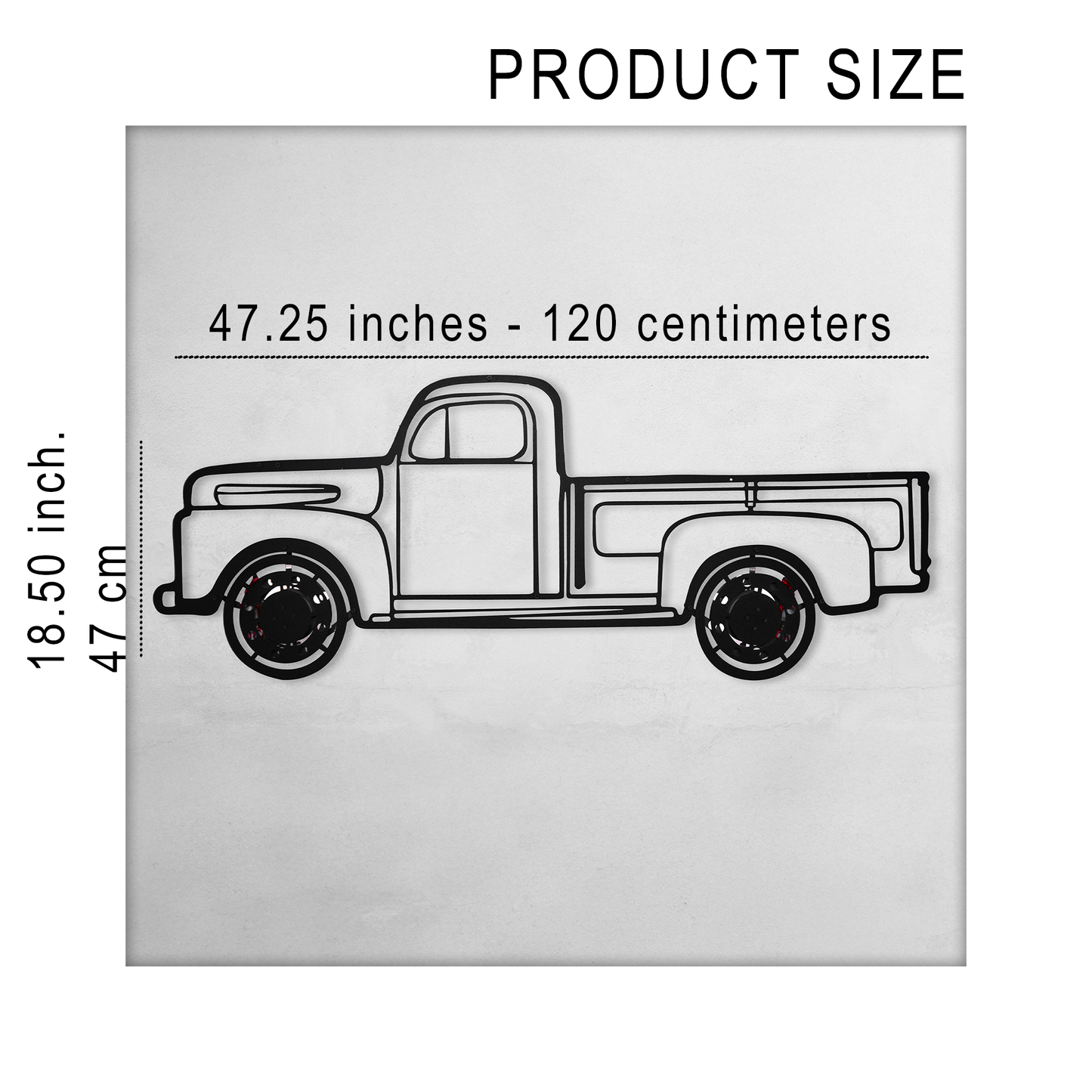 1949 Ford Pickup Wall Art β Classic Truck Steel Silhouette with Spinning Wheels-KAFMEKA041