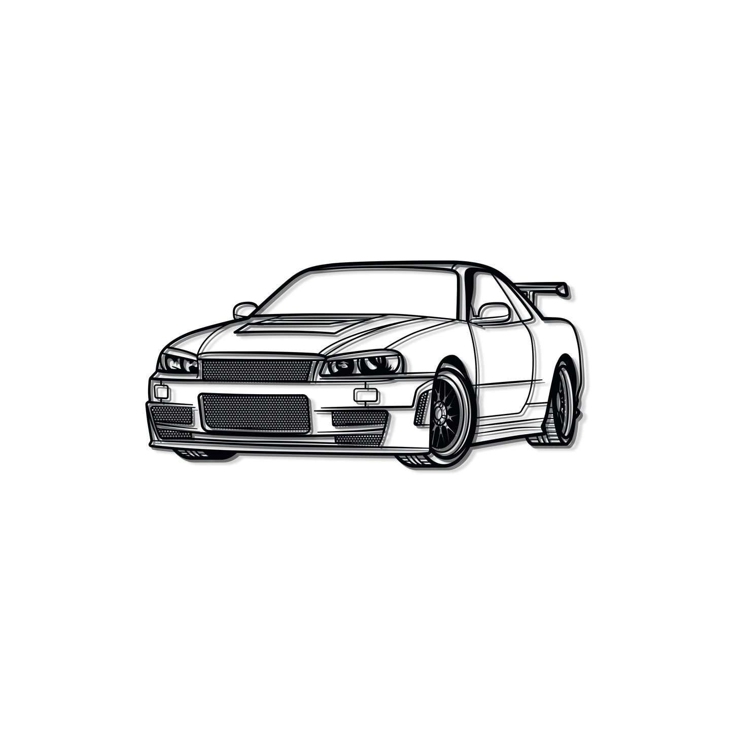 GT-R R34 Perspective Metal Car Wall Art - MT0457