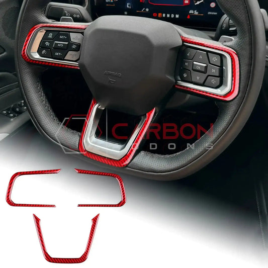 Real Carbon Fiber Steering Wheel Trim Overlays for 2024+ Ford Mustang