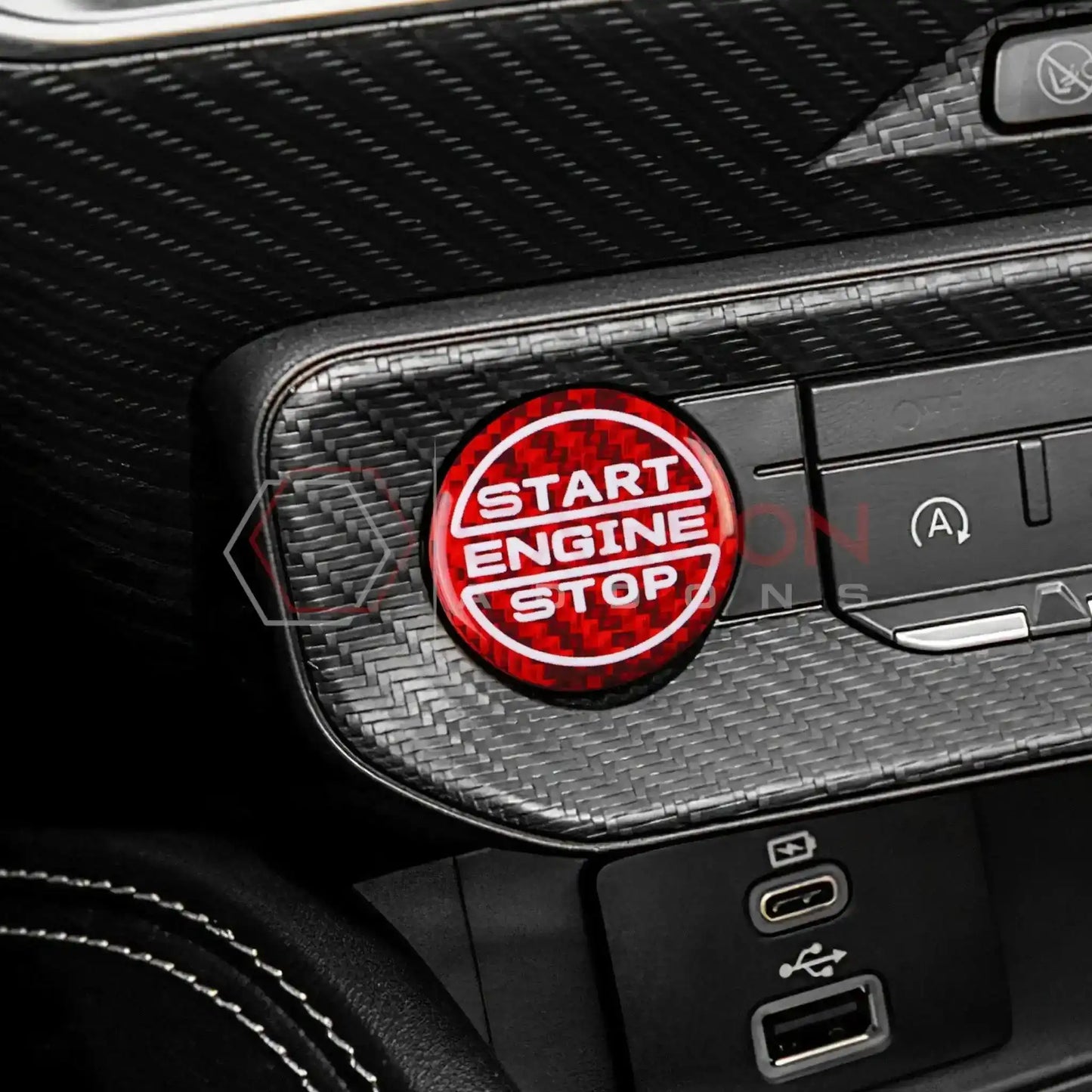 Real Carbon Fiber Start/Stop Button Cover for 2024+ Ford Mustang