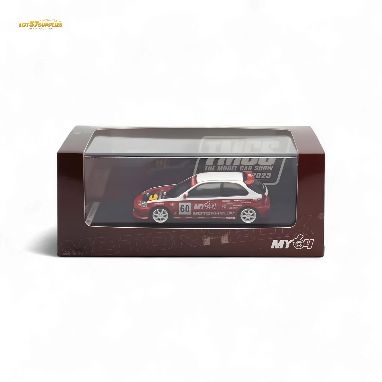 Motorhelix Honda Civic EK9 Malaysia Limited Edition - White - Red 1:64