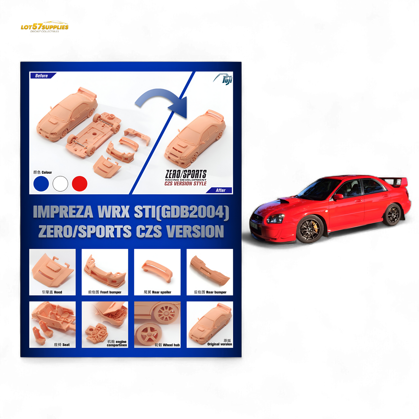 (Pre-Order) Fuji Impreza 2nd Gen Mk2 WRX STi - Red 1:64