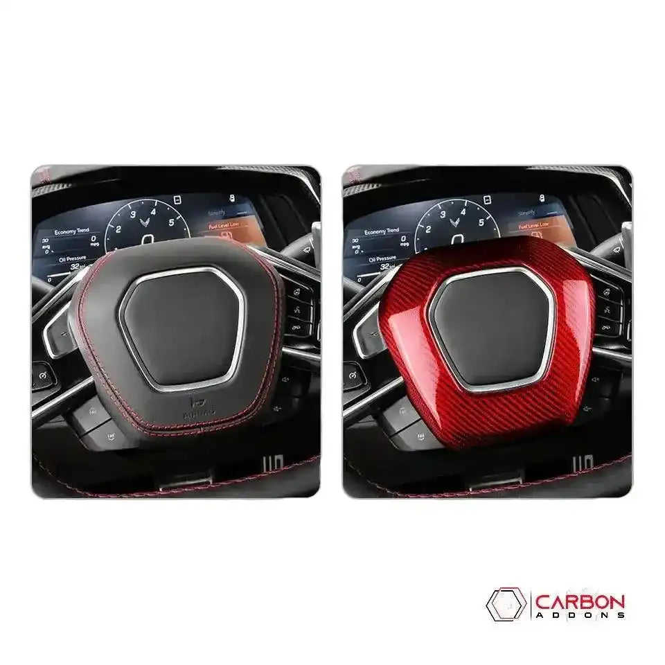 C8 Corvette Real Carbon Fiber Steering Wheel Airbag Cover | Interior Upgrade (2020–2027)