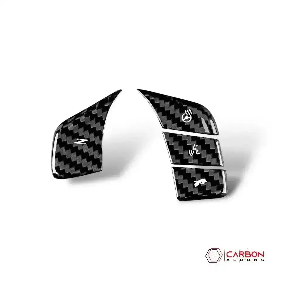 C8 Corvette Real Carbon Fiber Steering Wheel Button Covers | Heated & Non-Heated (2020–2027)