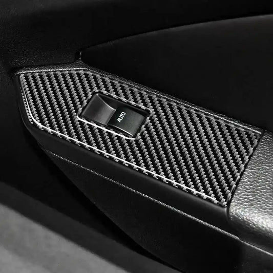 Carbon Fiber Window Switch Control Trim Interior Overlay Kit For Mustang 2010-2014