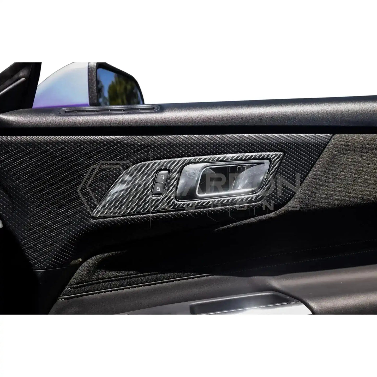 Real Carbon Fiber Interior Door Handle Trim Covers for 2024+ Ford Mustang