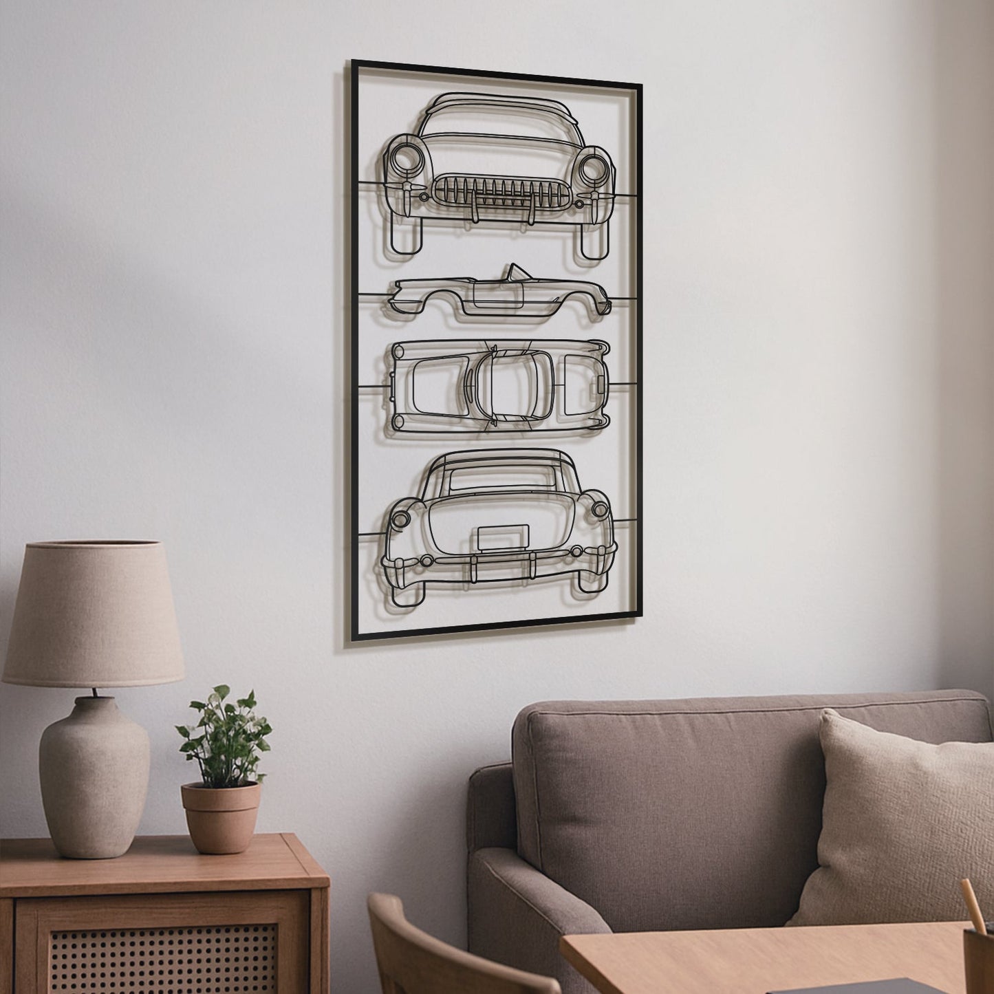 1953 Corvette C1 Quad Profile Metal Frame Silhouette - MT1442