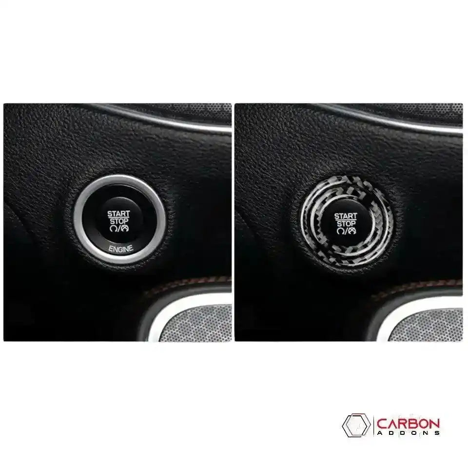 Dodge Challenger Charger Durango Jeep Chrysler 2015-2023 Carbon Fiber Start Button Surround Trim Overlay