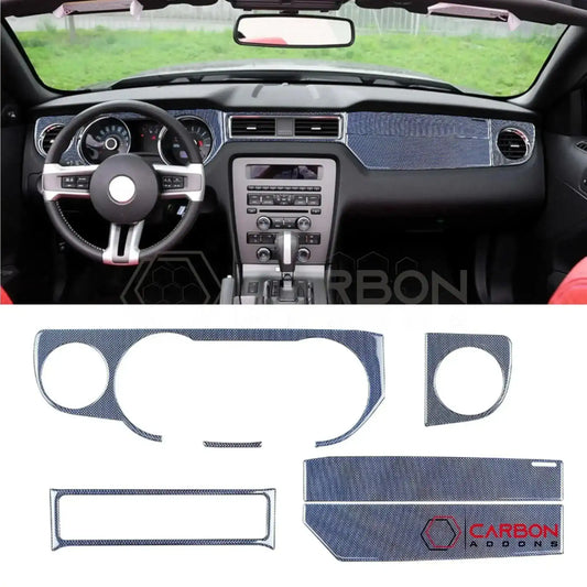 Reflective Carbon Fiber Full Dashboard Trim Overlay For Mustang 2010-2014