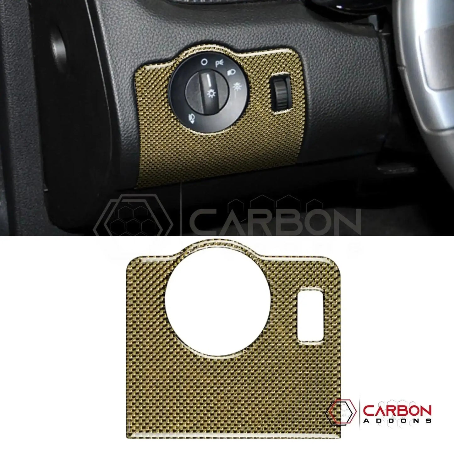 Reflective Carbon Fiber Headlight Control Trim Overlay For Mustang 2010-2014