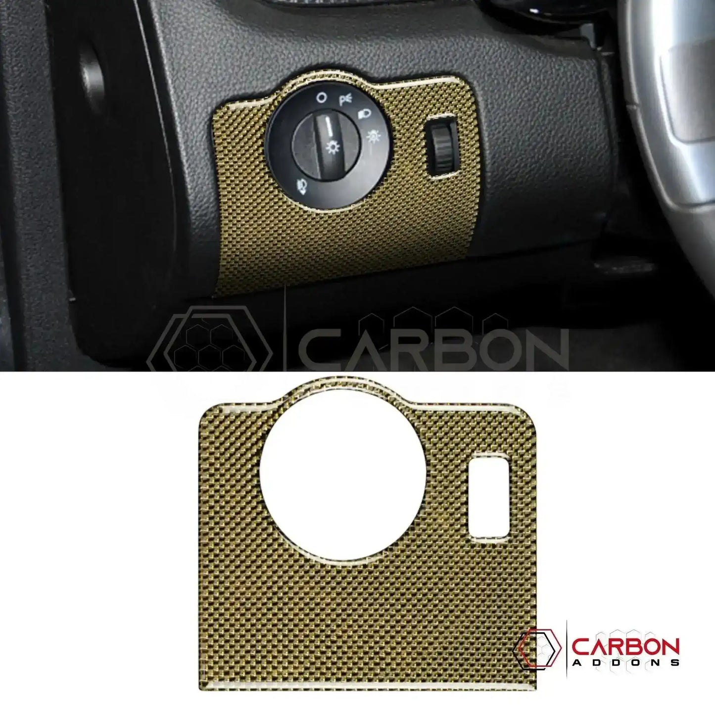 Reflective Carbon Fiber Headlight Control Trim Overlay For Mustang 2010-2014
