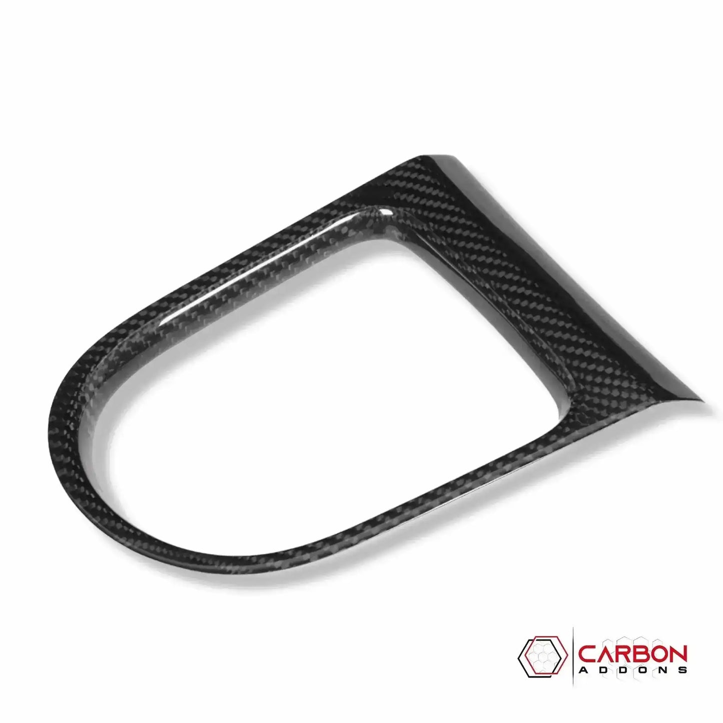 Carbon Fiber Gear Shift Bezel Chrome Trim Cover for Mustang 2015-2023