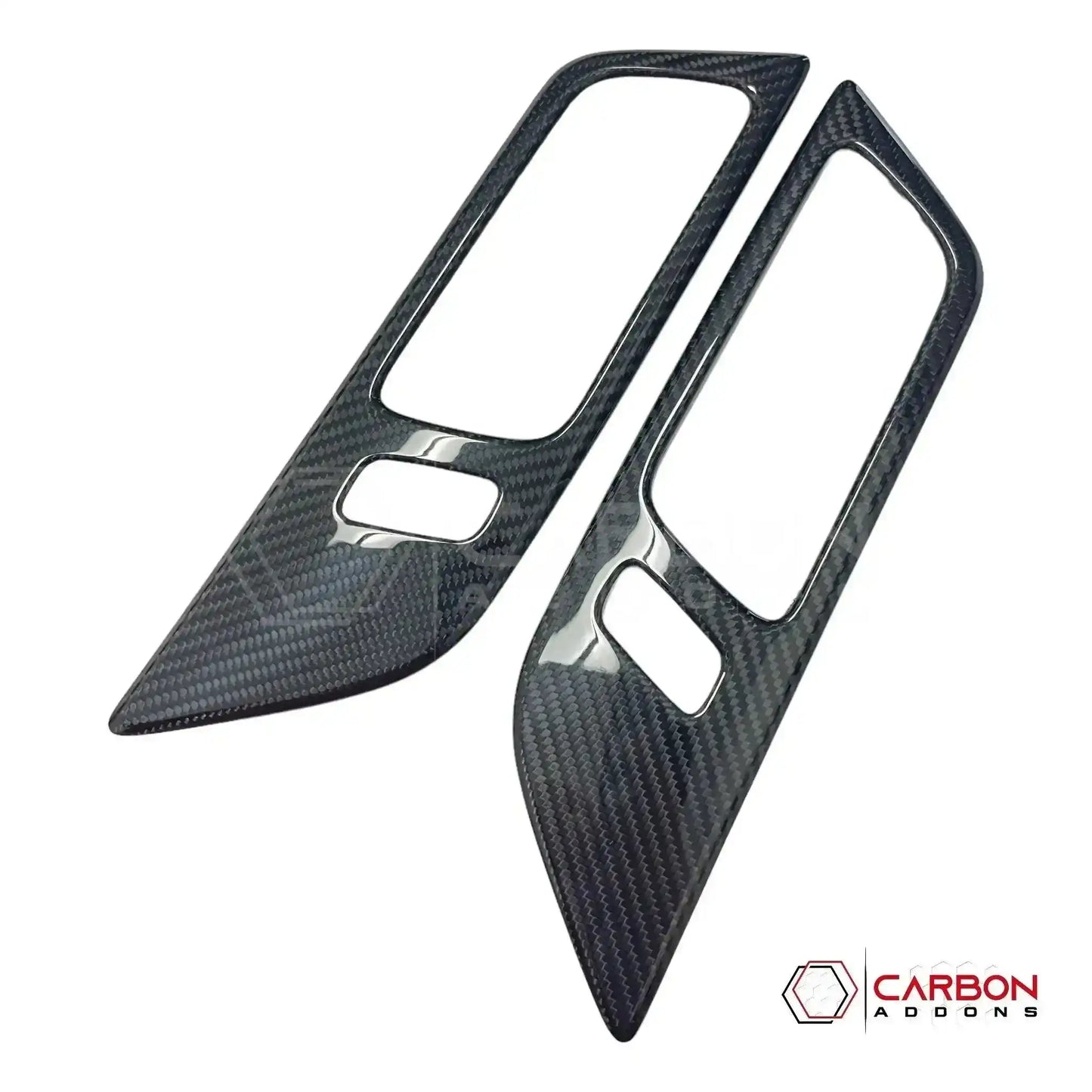 Hard Carbon Fiber Interior Door Handle Trim Covers for 2015–2023 Ford Mustang
