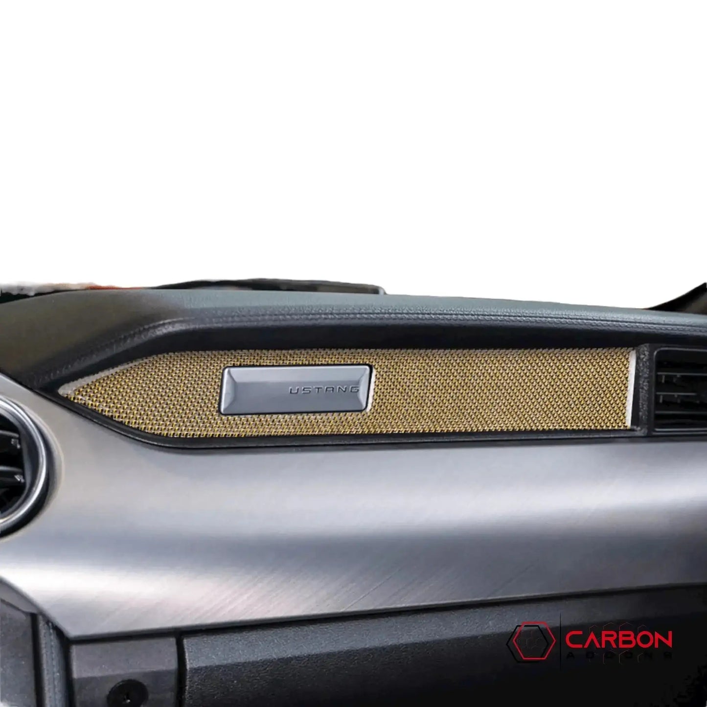 Reflective Carbon Fiber Passenger Dashboard Emblem Trim Overlay for Mustang 2015-2023
