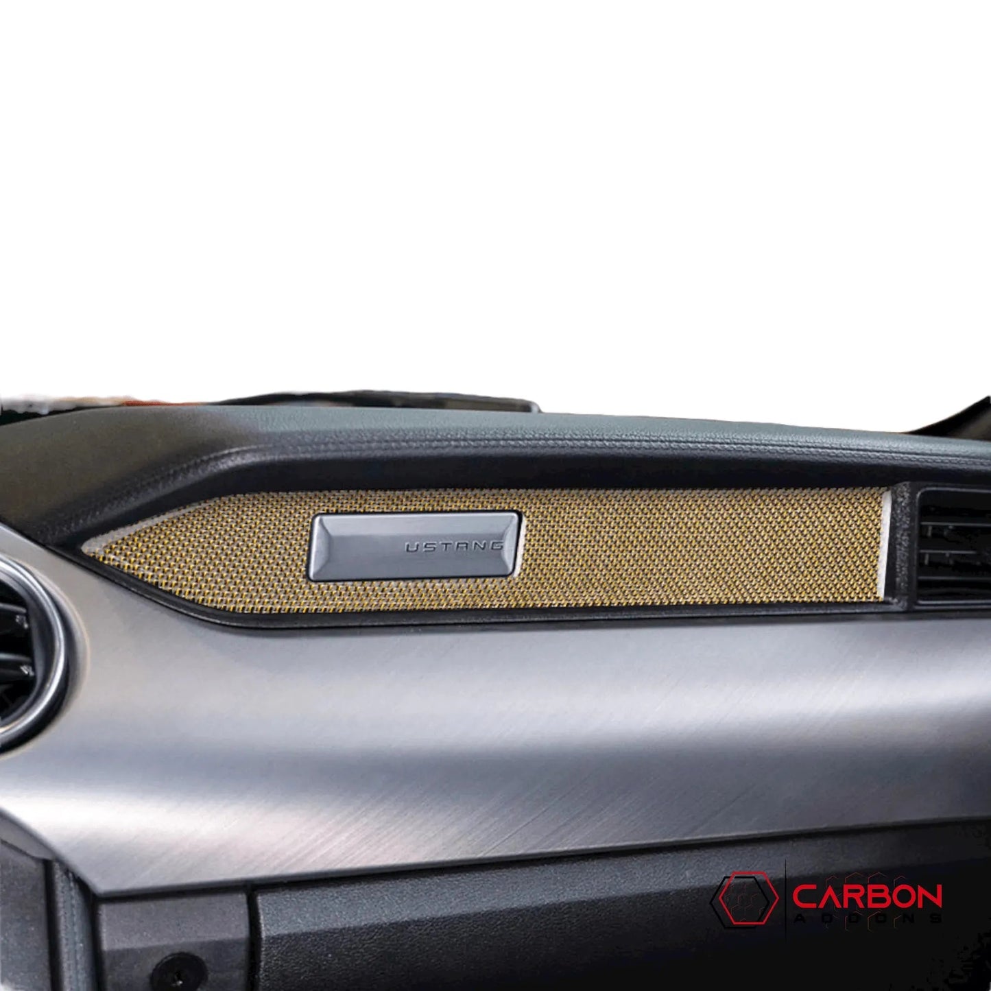 Reflective Carbon Fiber Passenger Dashboard Emblem Trim Overlay for Mustang 2015-2023