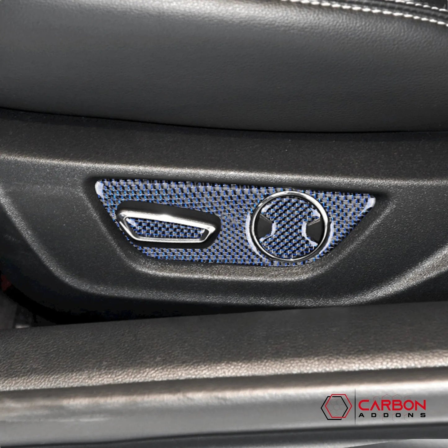 Reflective Carbon Fiber Seat Function Control Trim Overlay For Mustang 2015-2023