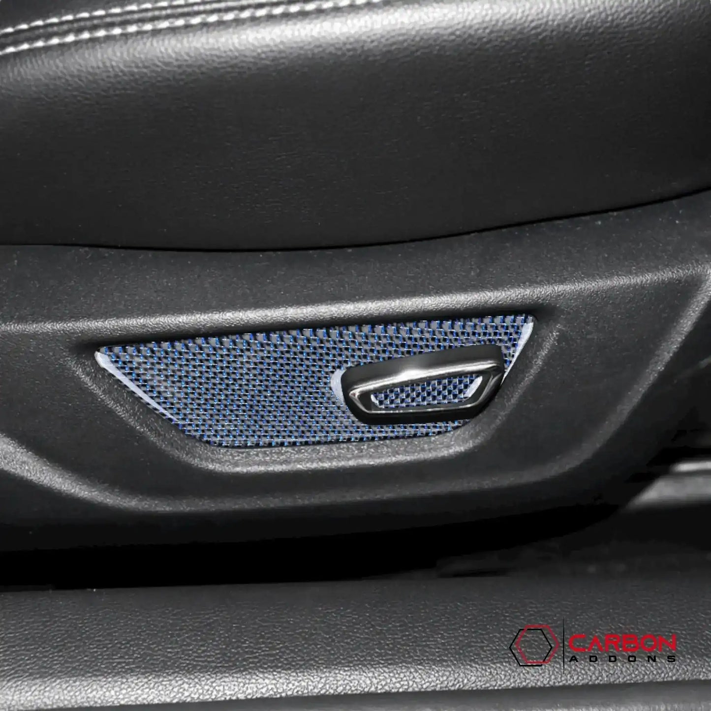 Reflective Carbon Fiber Seat Function Control Trim Overlay For Mustang 2015-2023