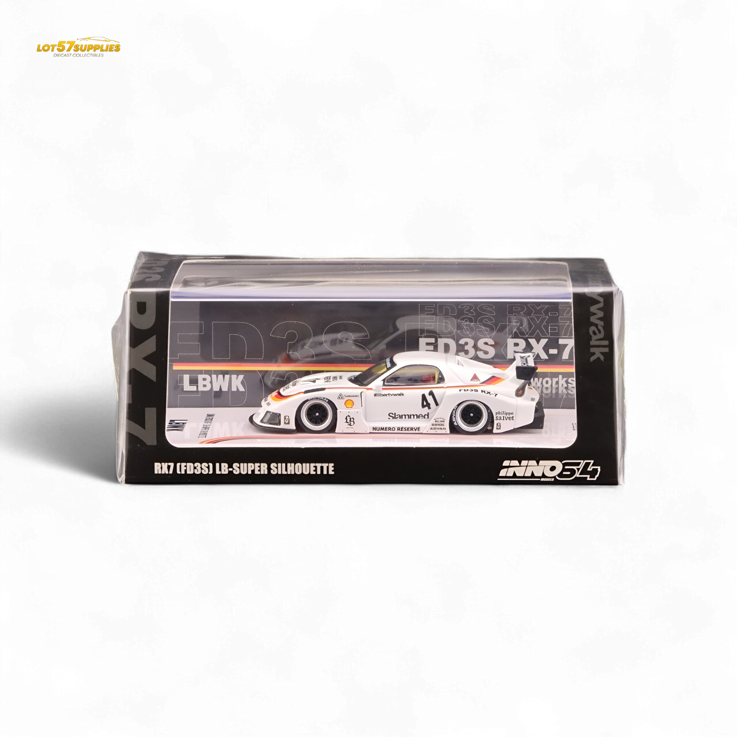Inno64 Mazda RX-7 LBWK in White 1:64 IN64-LBWK-RX7-02