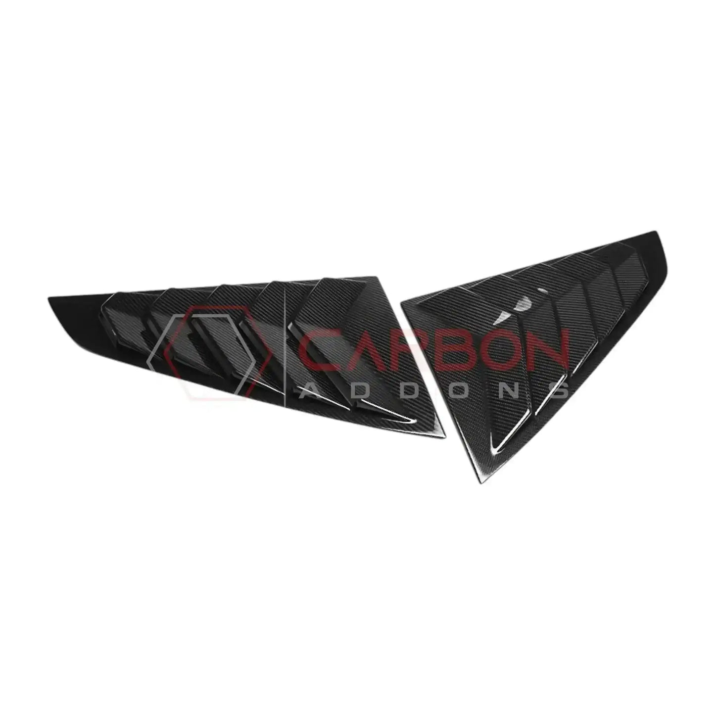 Real Carbon Fiber Rear Quarter Window Louvers for 2024+ Ford Mustang