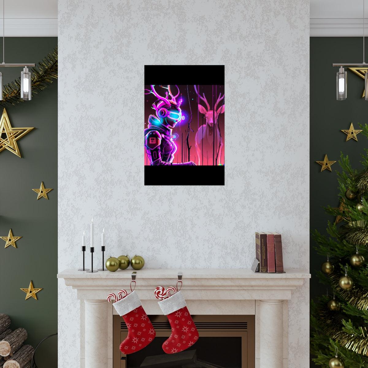 futuristic woman and deer Posters - Martin Metalwork LLC