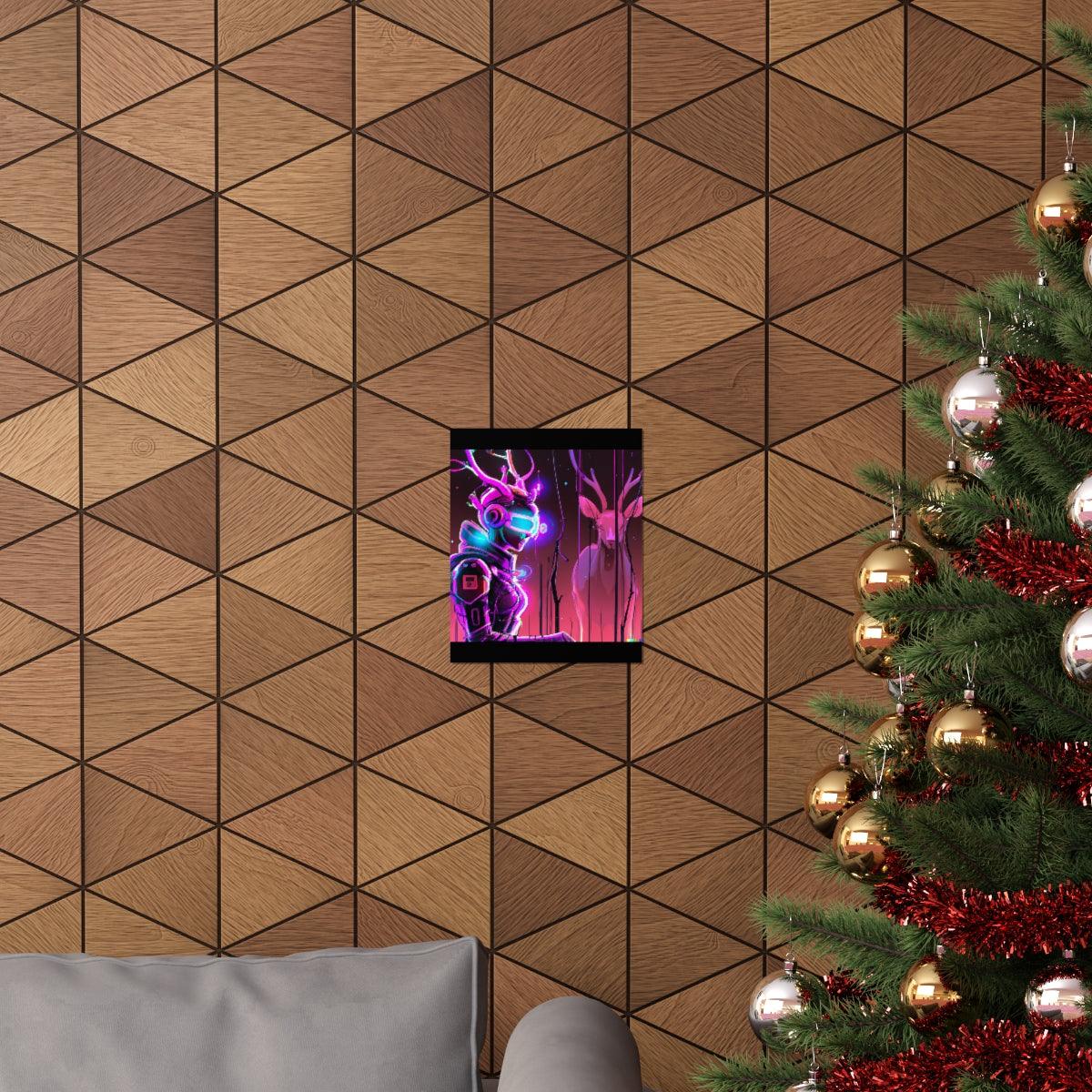 futuristic woman and deer Posters - Martin Metalwork LLC